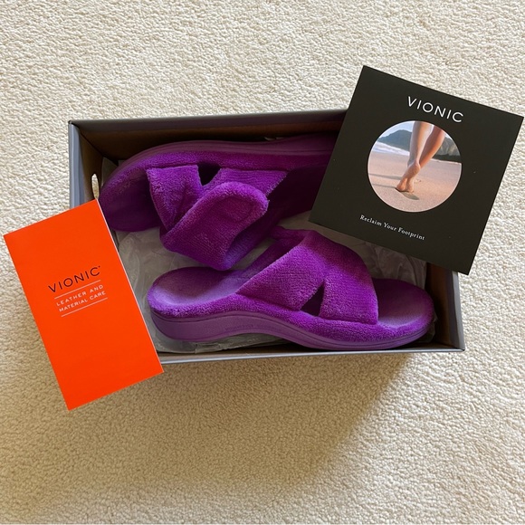 Vionic Relax Arch Support Orthotic Slipper Size 5 But Fits Size 6 Purple Magenta - Picture 2 of 9